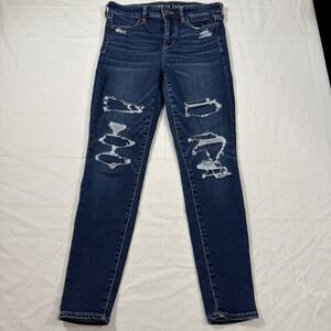 JEANS JEGGINGS American Eagle High Rise Women's  4 Next Level Stretch DISTRESSED